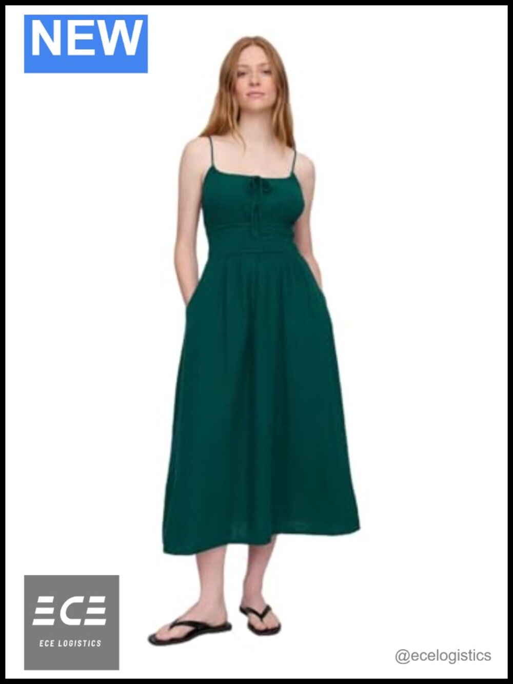 Woven Tie-Front Maxi Dress Crew Neck Short Sleeve A-Line Casual